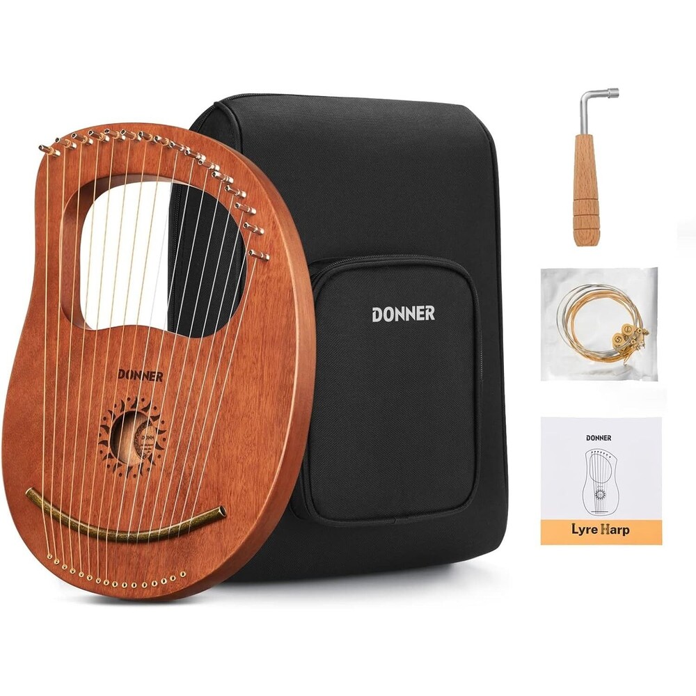 Donner Lyre Harp 16 String Mahogany Beginner Kit Ancient Greece